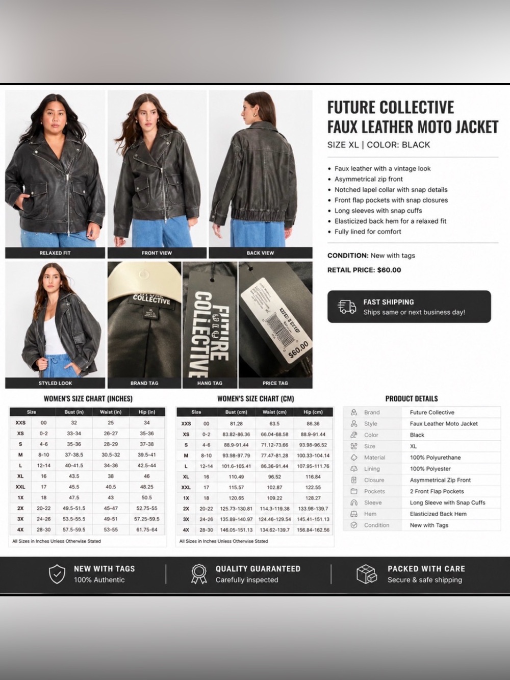 Future Collective Black Faux Leather Bomber Jacket